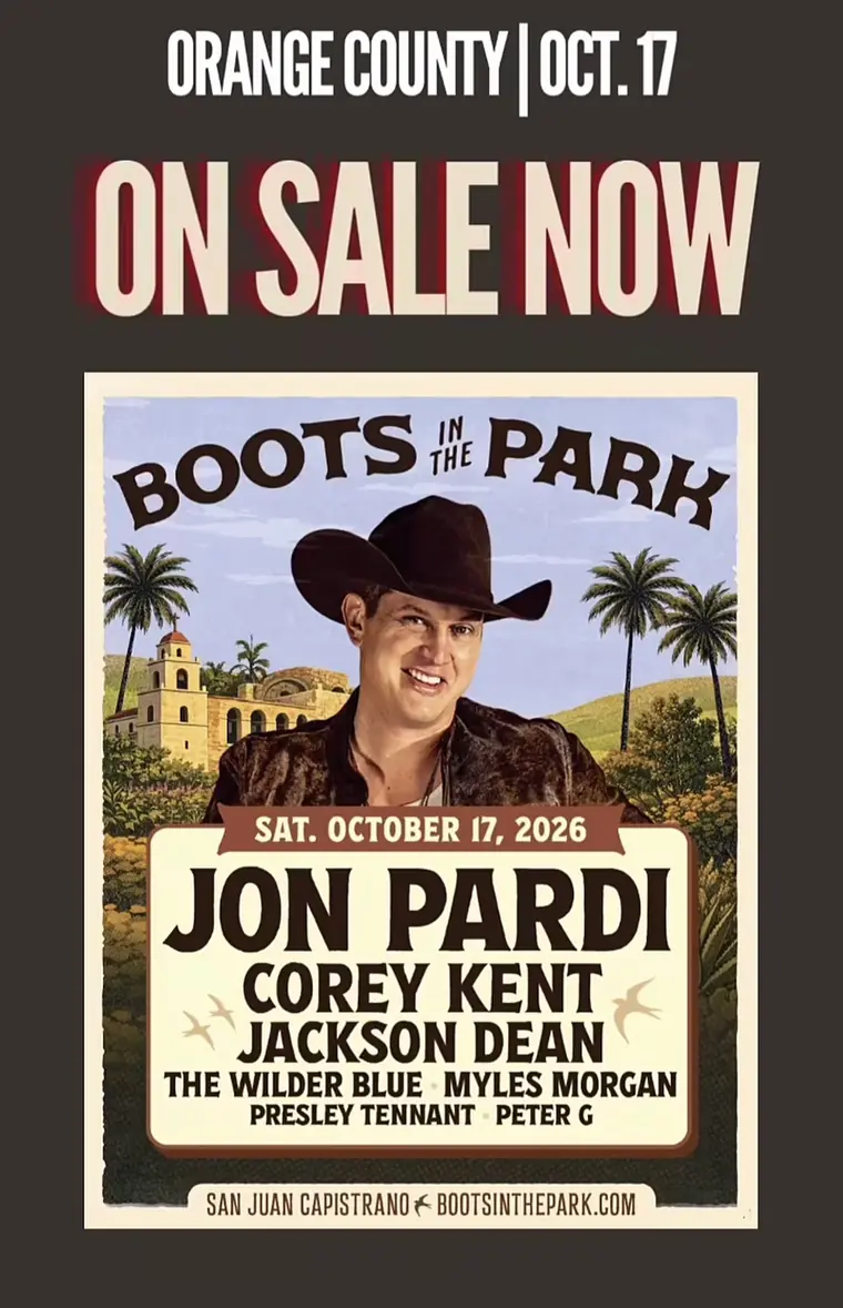 Boots In The Park Orange County official flyer listing Peter G on the lineup